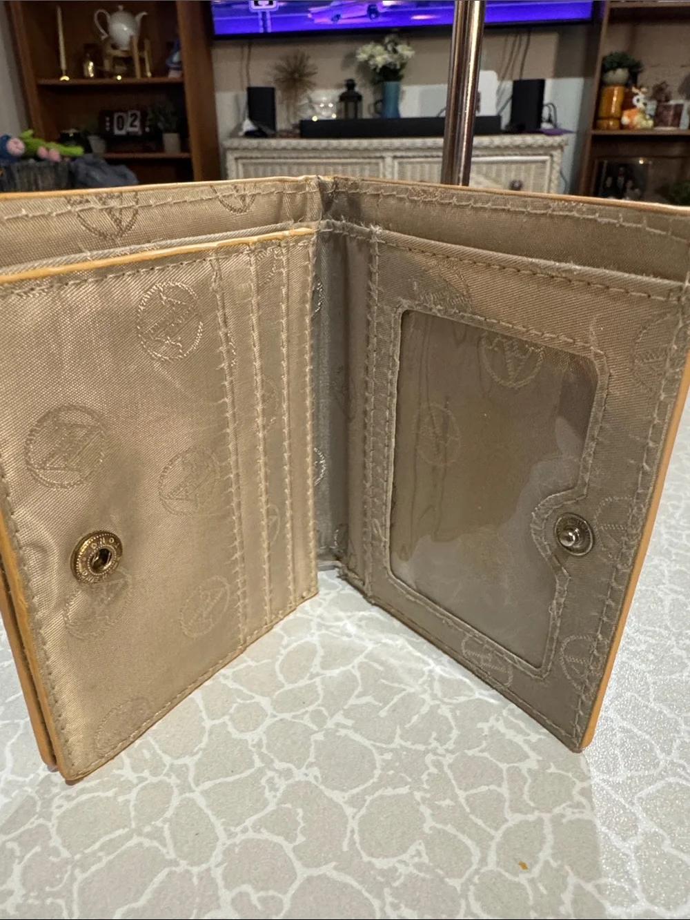 Adrienne Vittadini Metallic Gold Pebbled Leather Wallet